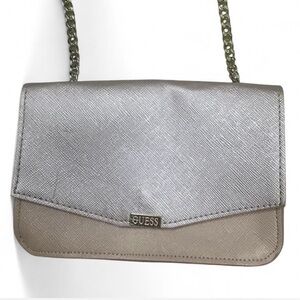 GUESS Metallic Silver and Pink Crossbody Bag